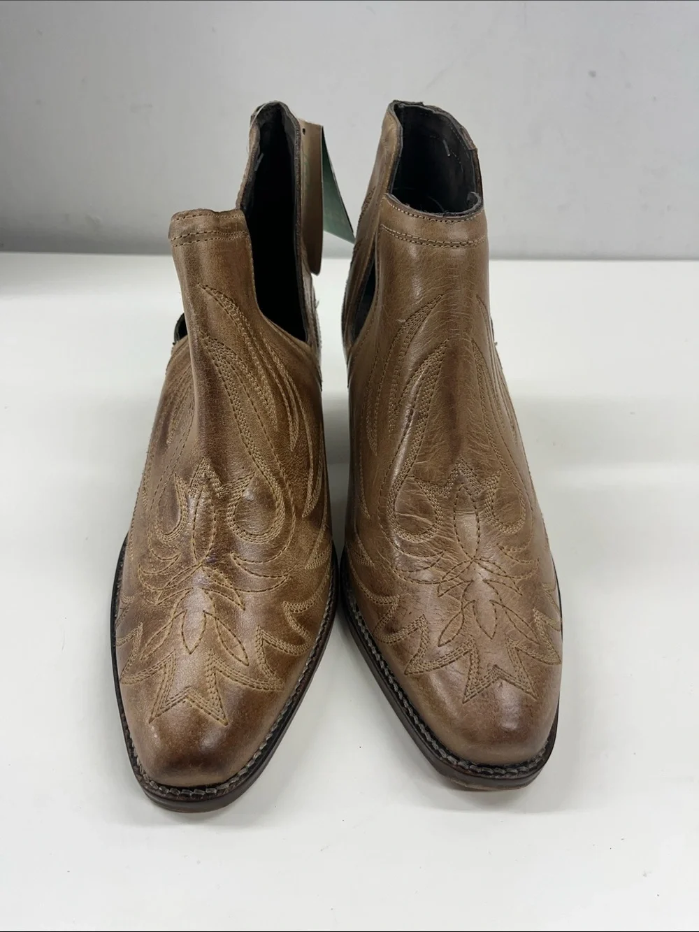 New Roper Womens Rowdy Leather Booties Slip On Heeled Western Size 7.5